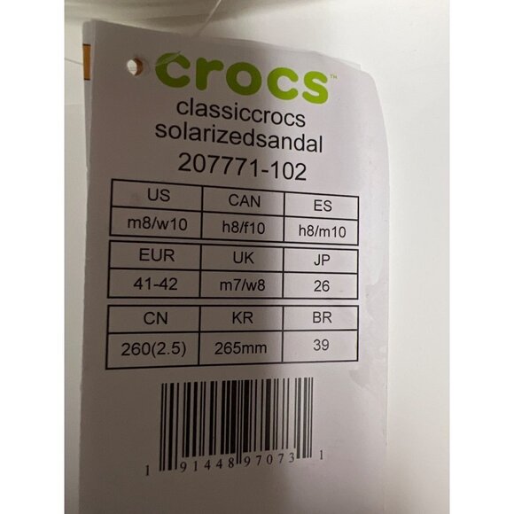 NEW! Crocs Classic Solarized Sandal Tie Dye White Women's 10 Men's 8 - Picture 8 of 8